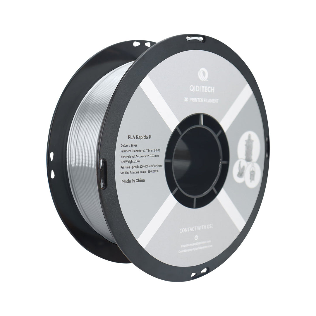 Silver QIDI PLA Rapido Metal Filament Spool