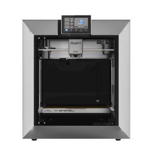 QIDI Plus4 3D printer with touchscreen, showing a 3D Benchy model on screen. Features a build volume of 305x305x280mm.